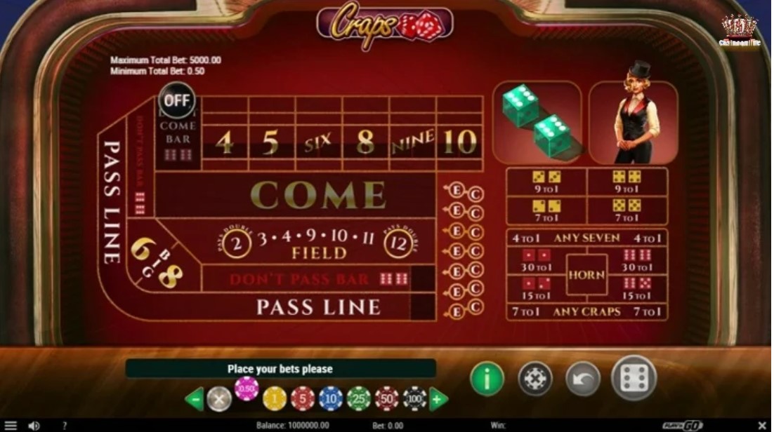 Các cửa cược xuất hiện trong ván Craps